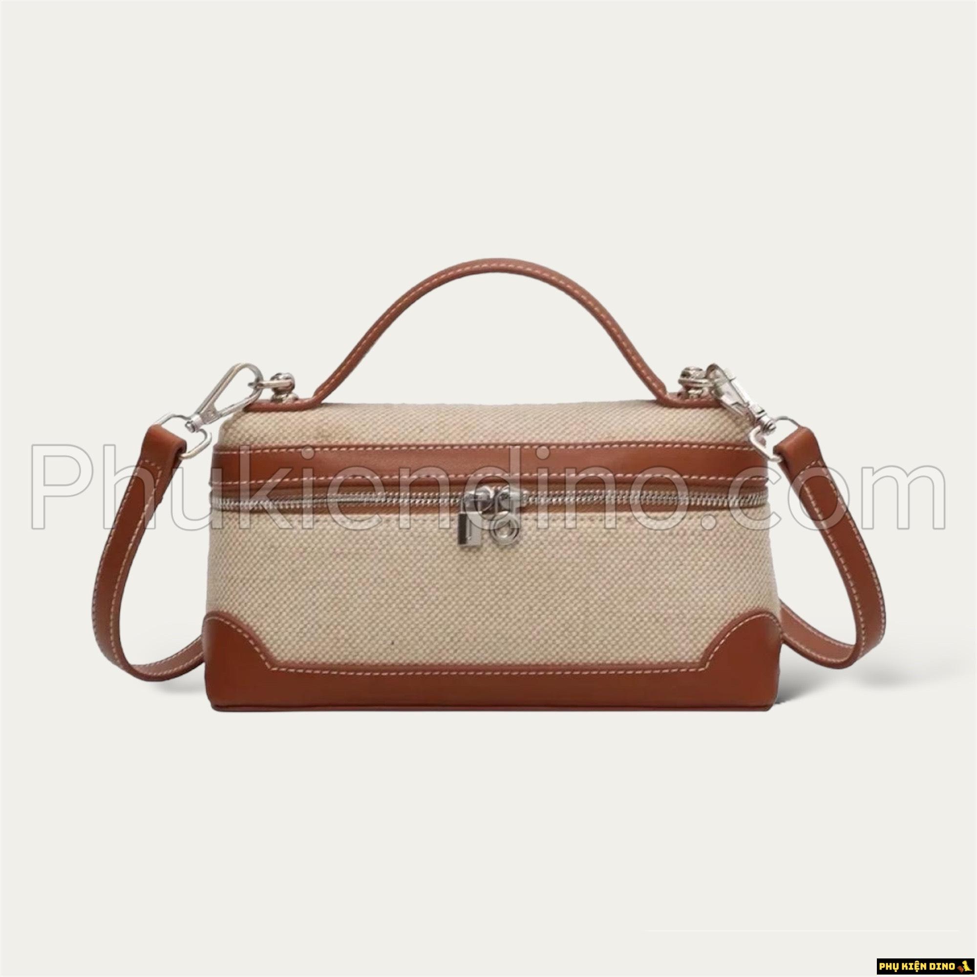 Túi Xách Nữ Canvas Phối Da 2 Màu Nâu Đen 1 Túi Xách Nữ Canvas Phối Da 2 Màu Nâu Đen Cao Cấp