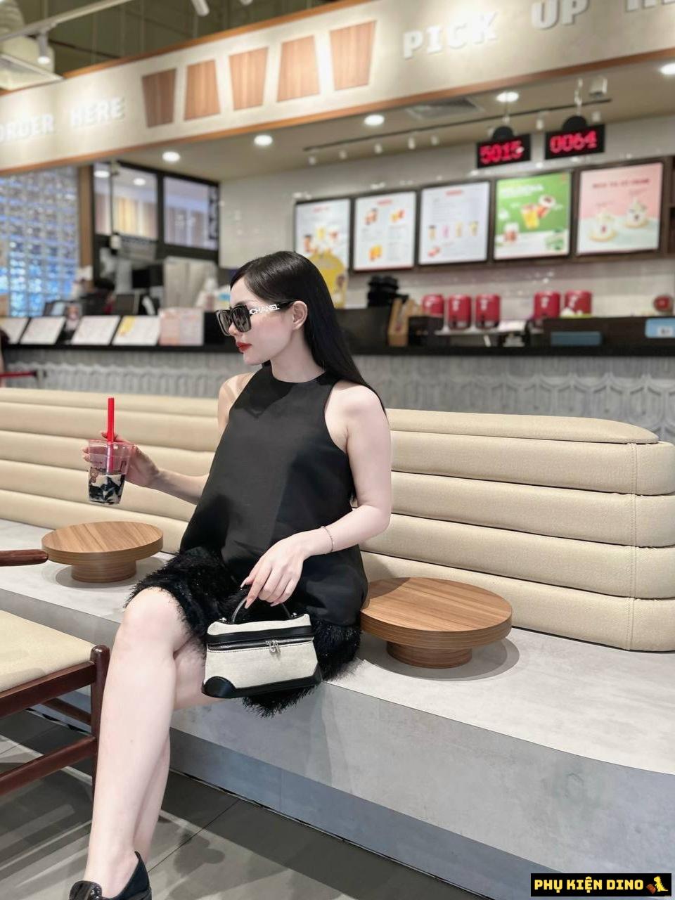 Túi Xách Nữ Canvas Phối Da 2 Màu Nâu Đen 7 Túi Xách Nữ Canvas Phối Da Màu Đen