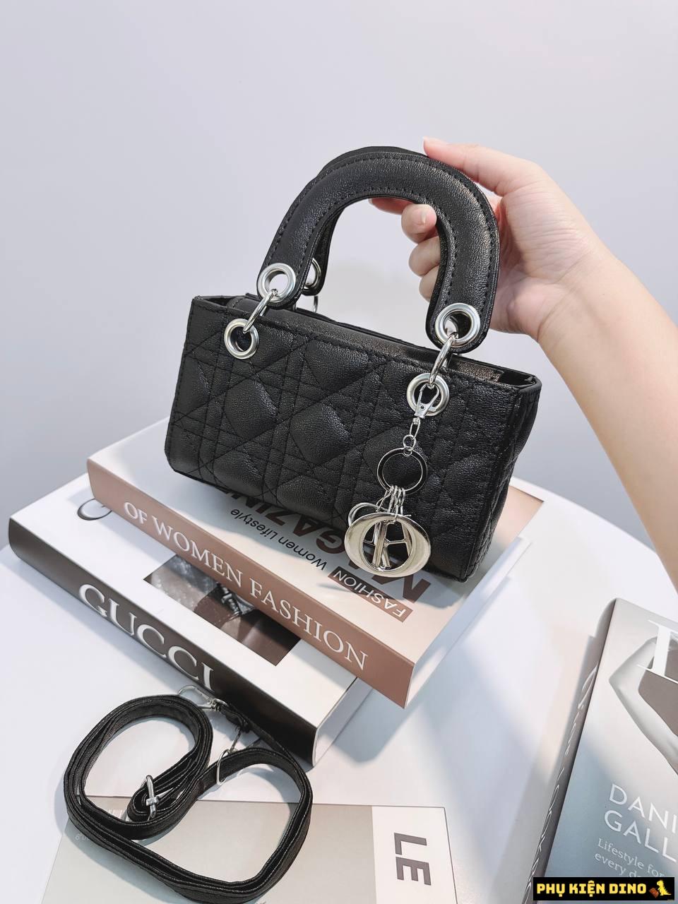 Túi Xách Nữ Christian Dior Lady Size 20 Dáng Dài Màu Đen 7 Túi Xách Nữ Christian Dior Lady Size 20 Dáng Dài