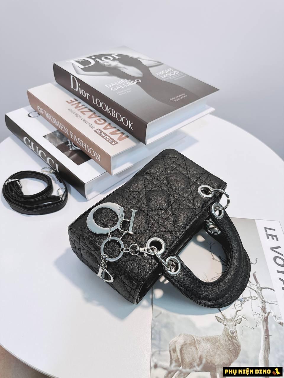 Túi Xách Nữ Christian Dior Lady Size 20 Dáng Dài Màu Đen 5 Túi Xách Nữ Christian Dior màu Đen Form Dài