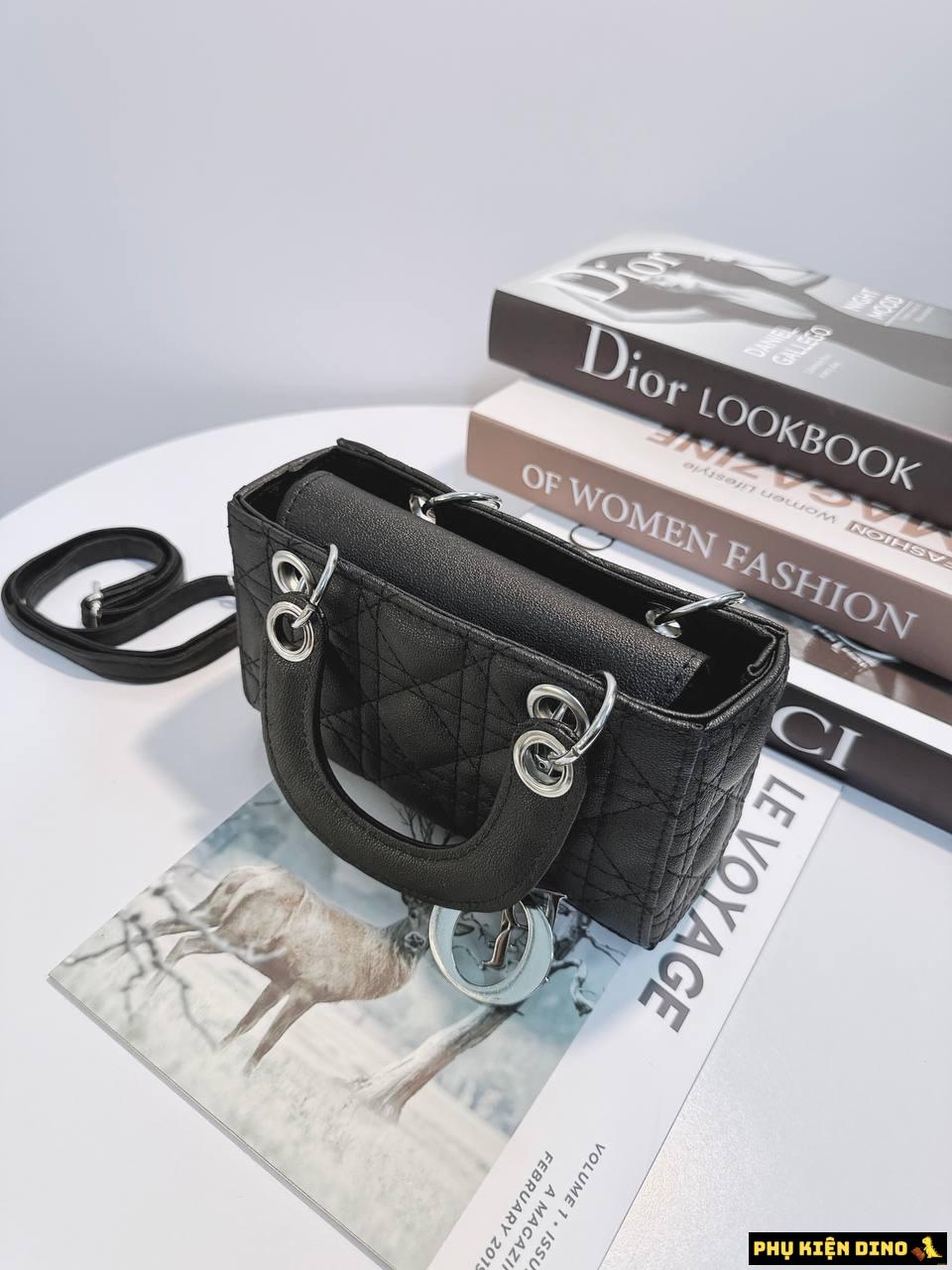 Túi Xách Nữ Christian Dior Lady Size 20 Dáng Dài Màu Đen 4 Túi Xách Nữ Dior Màu Đen Size 20