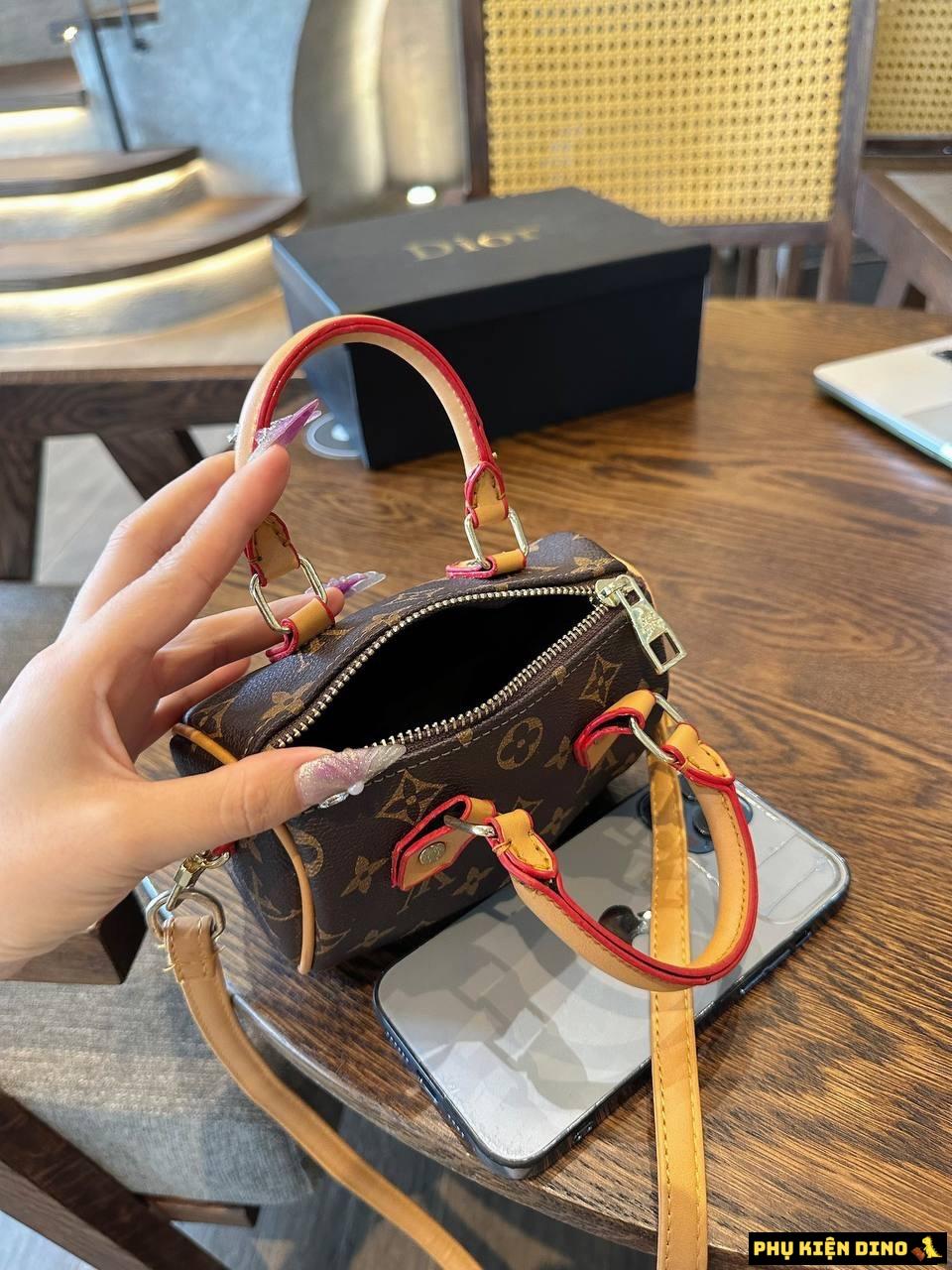 Túi Xách Nữ Louis Vuitton LV Nano Speedy Màu Nâu Size 17 4 Túi Xách Nữ Form Trống Màu Nâu Size Nhỏ