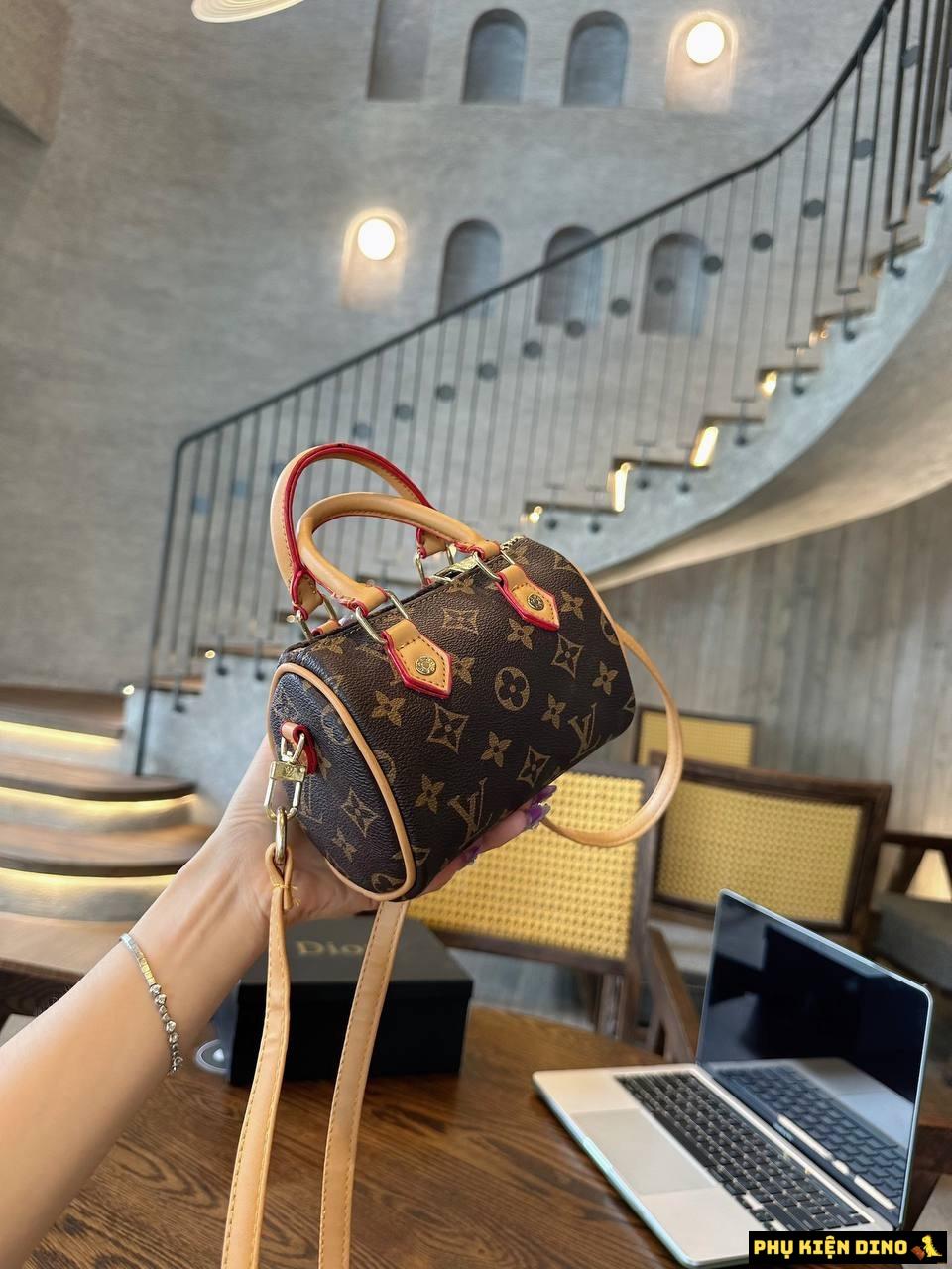 Túi Xách Nữ Louis Vuitton LV Nano Speedy Màu Nâu Size 17 2 Túi Xách Nữ Louis Vuitton LV Nano Speedy Màu Nâu