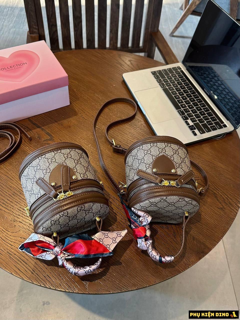 Túi Xách Tay Gucci Cặp Lồng Gucci Ophidia Size Nhỏ 2 Túi Xách Tay Gucci Cốp Size 18 Kèm Khăn