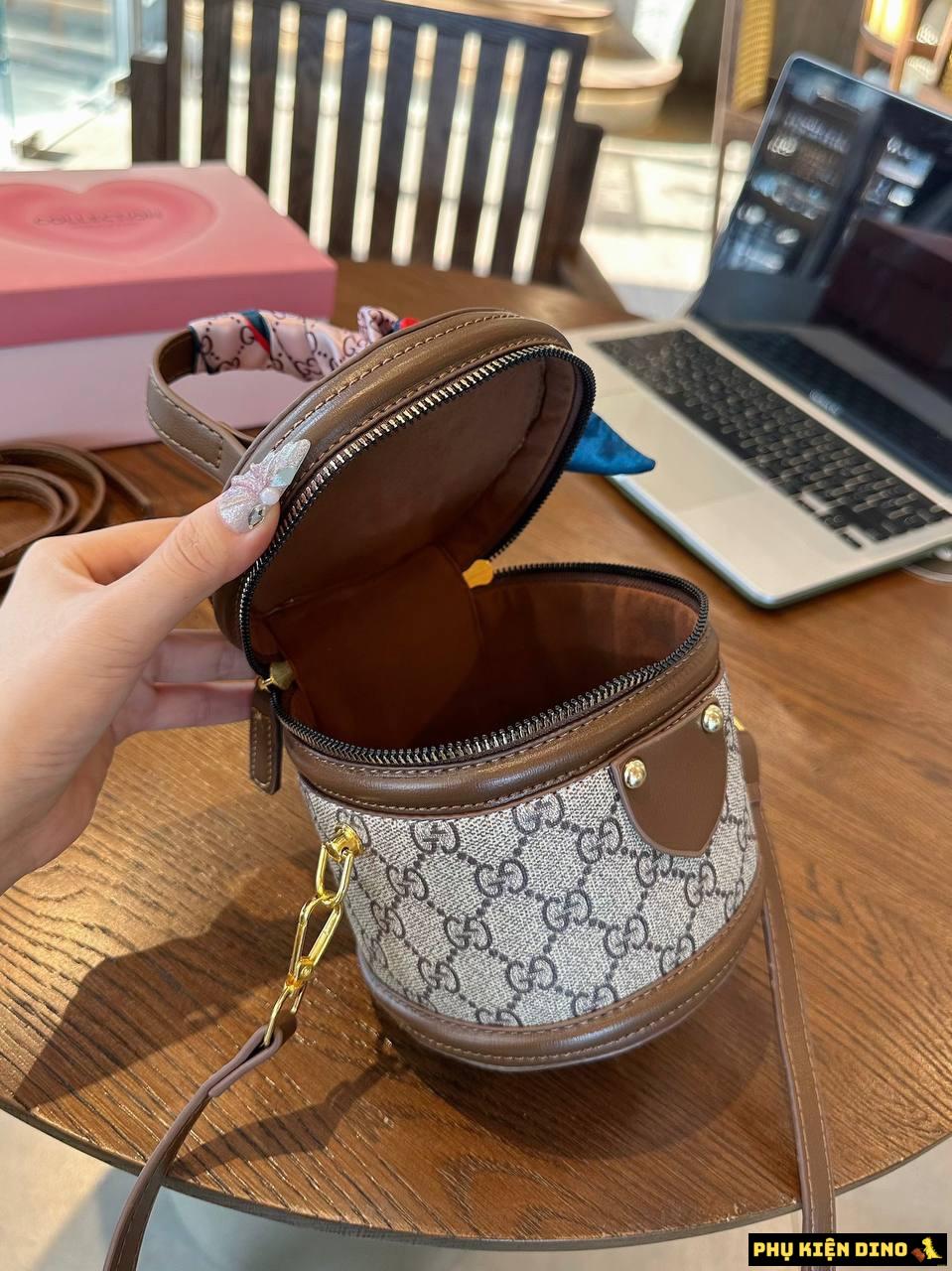 Túi Xách Tay Gucci Cặp Lồng Gucci Ophidia Size Nhỏ 7 Túi Xách Tay Gucci Cốp Size 18 màu Nâu