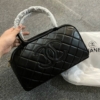 Túi Chanel CC Quilted Caviar Bowling Bag Black Size 23 11 Túi Chanel Full Đen Dáng Trống Ngang Logo Chìm
