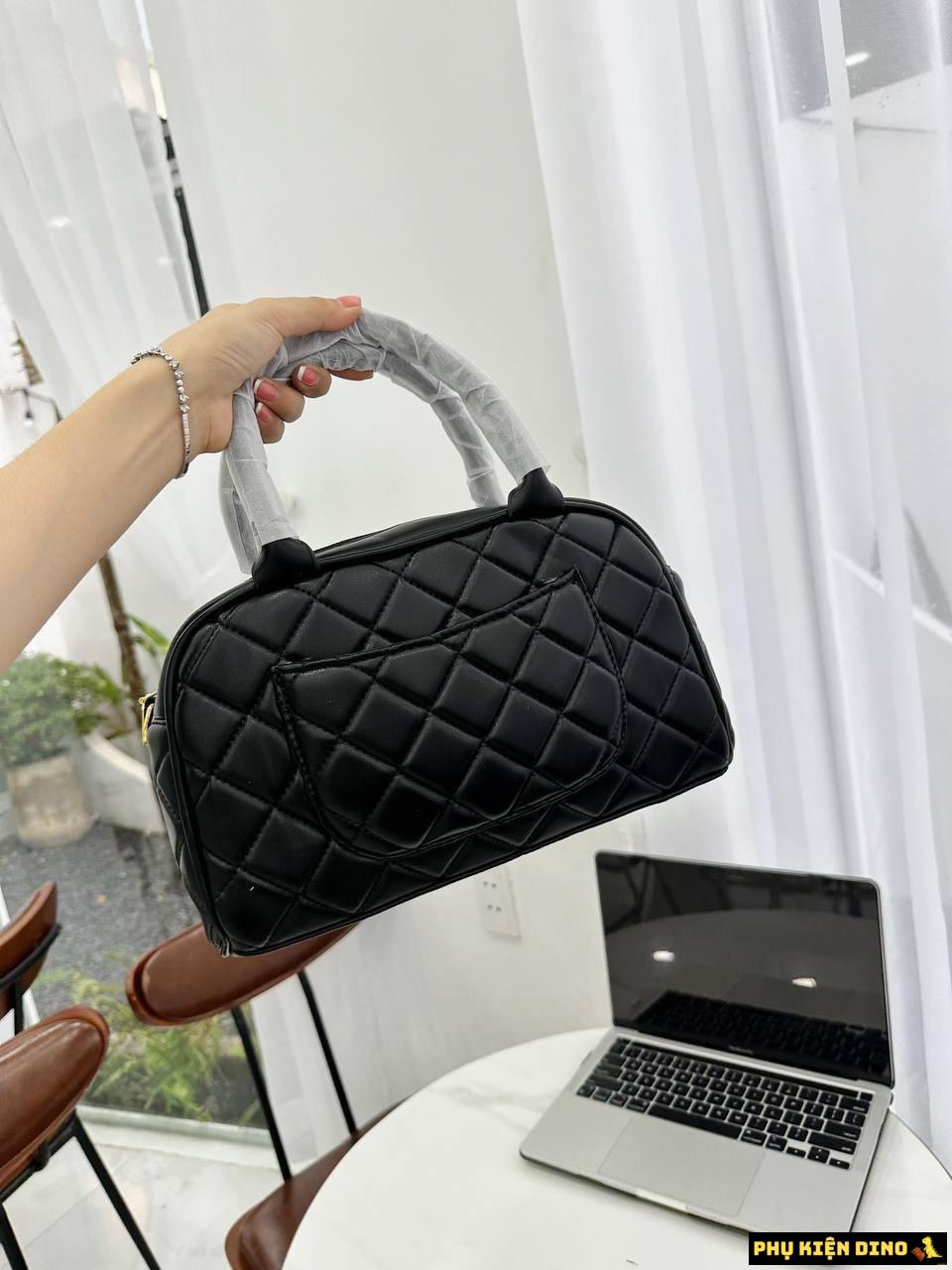 Túi Chanel CC Quilted Caviar Bowling Bag Black Size 23 4 Túi Chanel Ngang Bầu Màu Đen