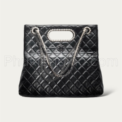 Túi Chanel Tote Lambskin Crystal Chuỗi Ngọc Size 27 Màu Trắng Đen Siêu cấp