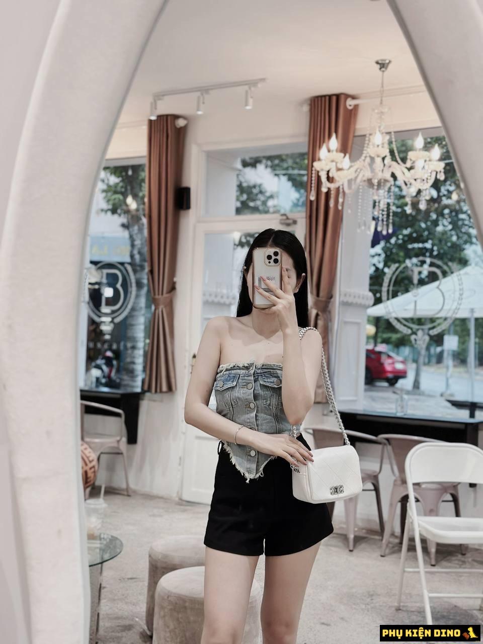 Túi Đeo Vai Ô Trám Màu Trắng Size 20 5 Túi Đeo Vai Ô Trám Màu Trắng Size 20