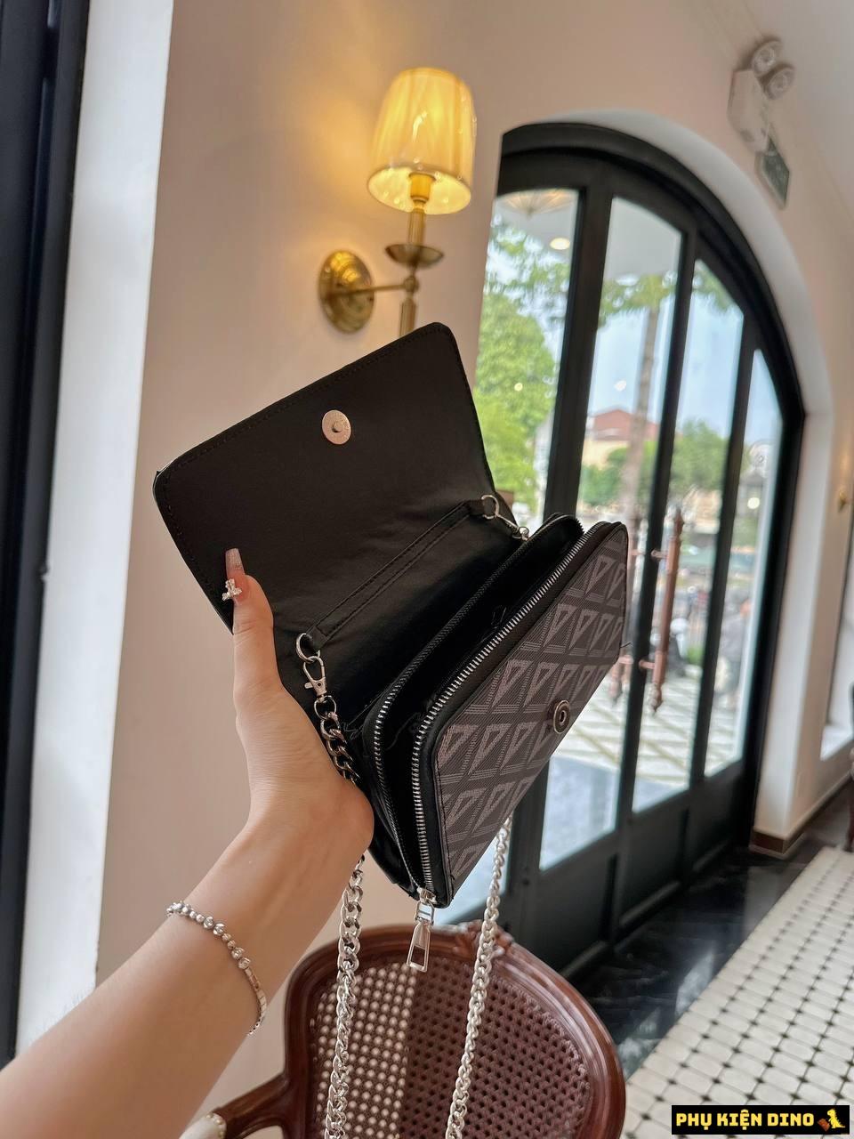 Túi Ví Dior Họa Tiết Tam Giác Hai Màu Xám Đen Size 20 8 Túi Dior Họa Tiết Tam Giác Màu Đen