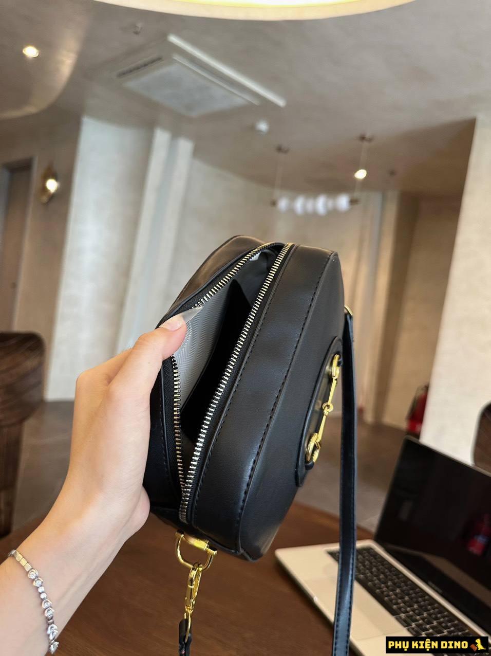 Túi Gucci Horsebit 1955 Pochette Leather Trắng Đen 760196 8 Túi Gucci Horsebit 1955 Ngang Vuông Màu Đen