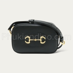 Túi Gucci Horsebit 1955 Pochette Leather Trắng Đen 760196