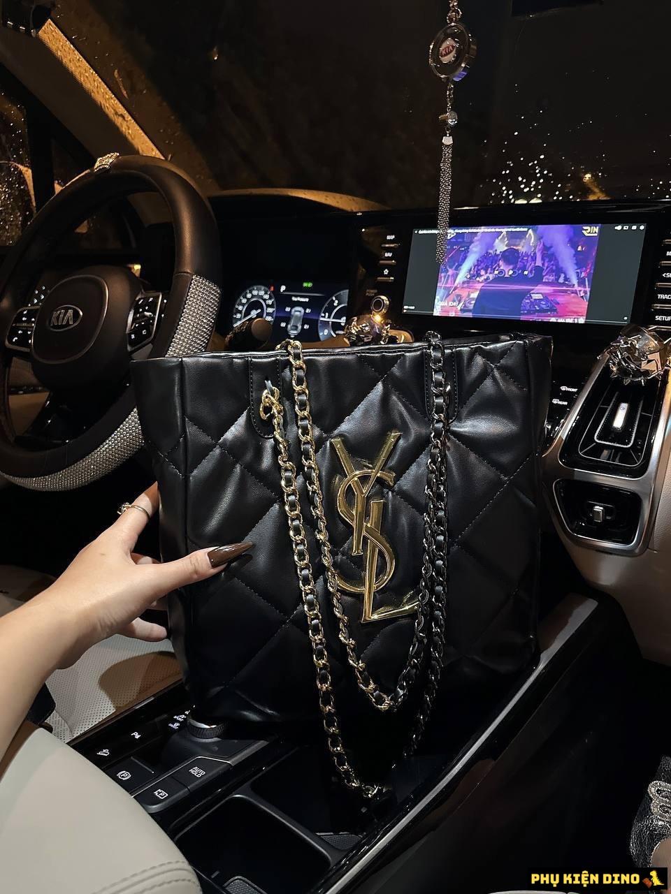 Túi Tote YSL Da Mềm Màu Đen Logo Vàng 8 Túi Tote YSL Black