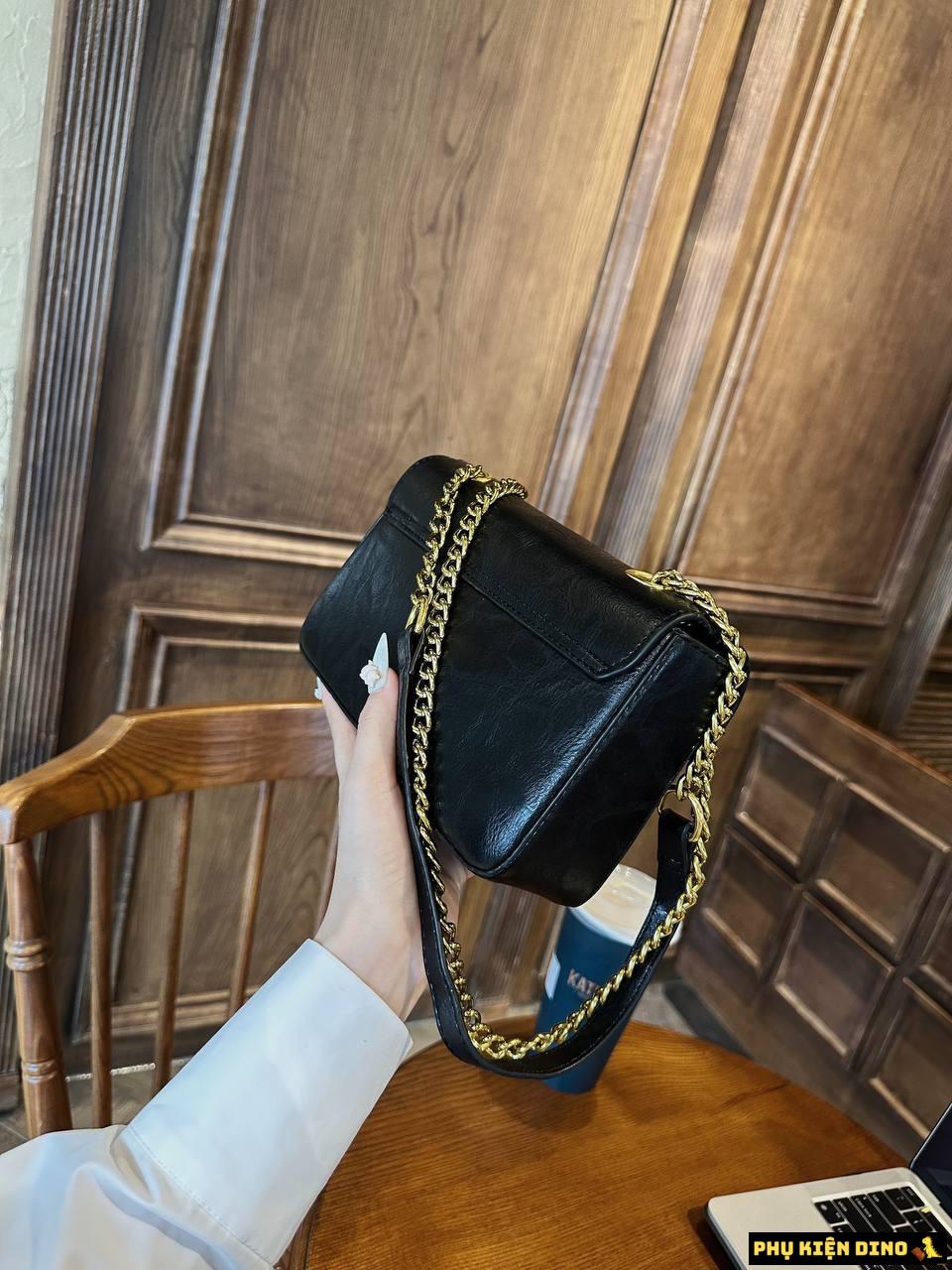 Túi YSL Bìa Thư Da Nhăn Vân Lì Size 20 2 Màu Nâu Đen 6 Túi YSL Form Ngang Da Nhăn Vân Lì