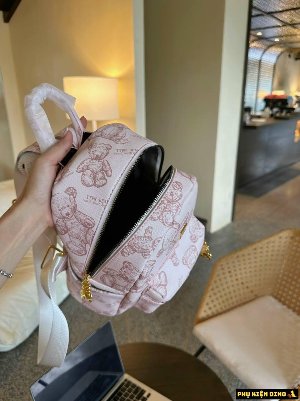 Balo Gấu Size 25 3 Màu Cam Hồng Kem Kèm Gấu 8 Balo Gấu Bear Màu Hồng kèm Gấu Rời