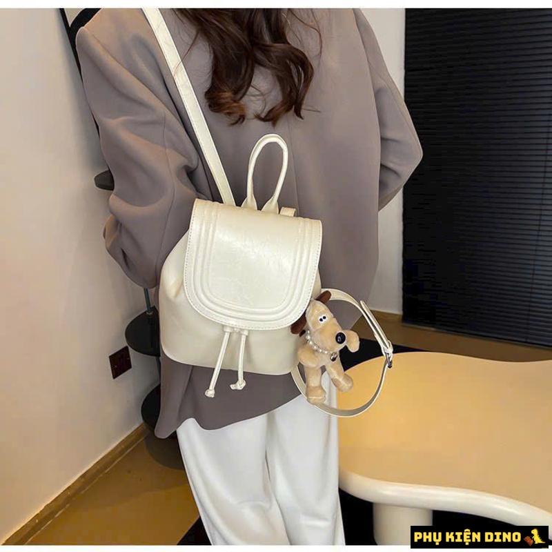 Balo 4 Màu Đỏ Trắng Bạc Đen Kèm Móc Gấu 3 Balo Mini White Bear