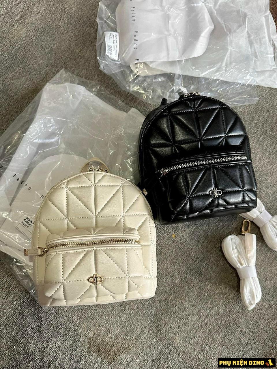 Balo Pedro Mini Hai Màu Trắng Đen 5 Balo Pedro Mini Màu Trắng Hình Thật