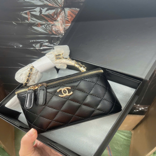 Túi Chanel Vanity Black Cốp Quai Hoa Fullbox