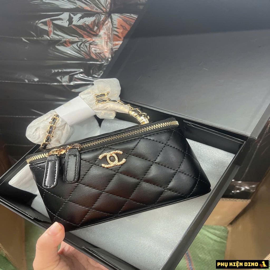 Túi Chanel Vanity Cốp Quai Hoa Fullbox Trắng Đen Hồng 8 Túi Chanel Vanity Black Cốp Quai Hoa Fullbox