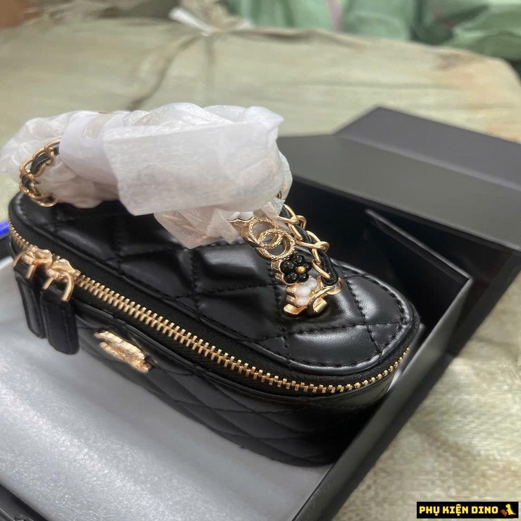 Túi Chanel Vanity Cốp Quai Hoa Fullbox Trắng Đen Hồng 7 Túi Chanel Vanity Cốp Quai Hoa Fullbox Màu Đen