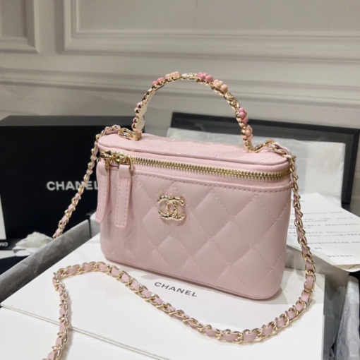 Túi Chanel Vanity Cốp Quai Hoa Fullbox Màu Hồng