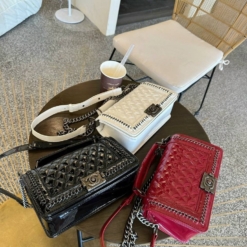 Túi Chanel Viền Xích Cao Cấp Size 22 3 Màu Đỏ Trắng Đen