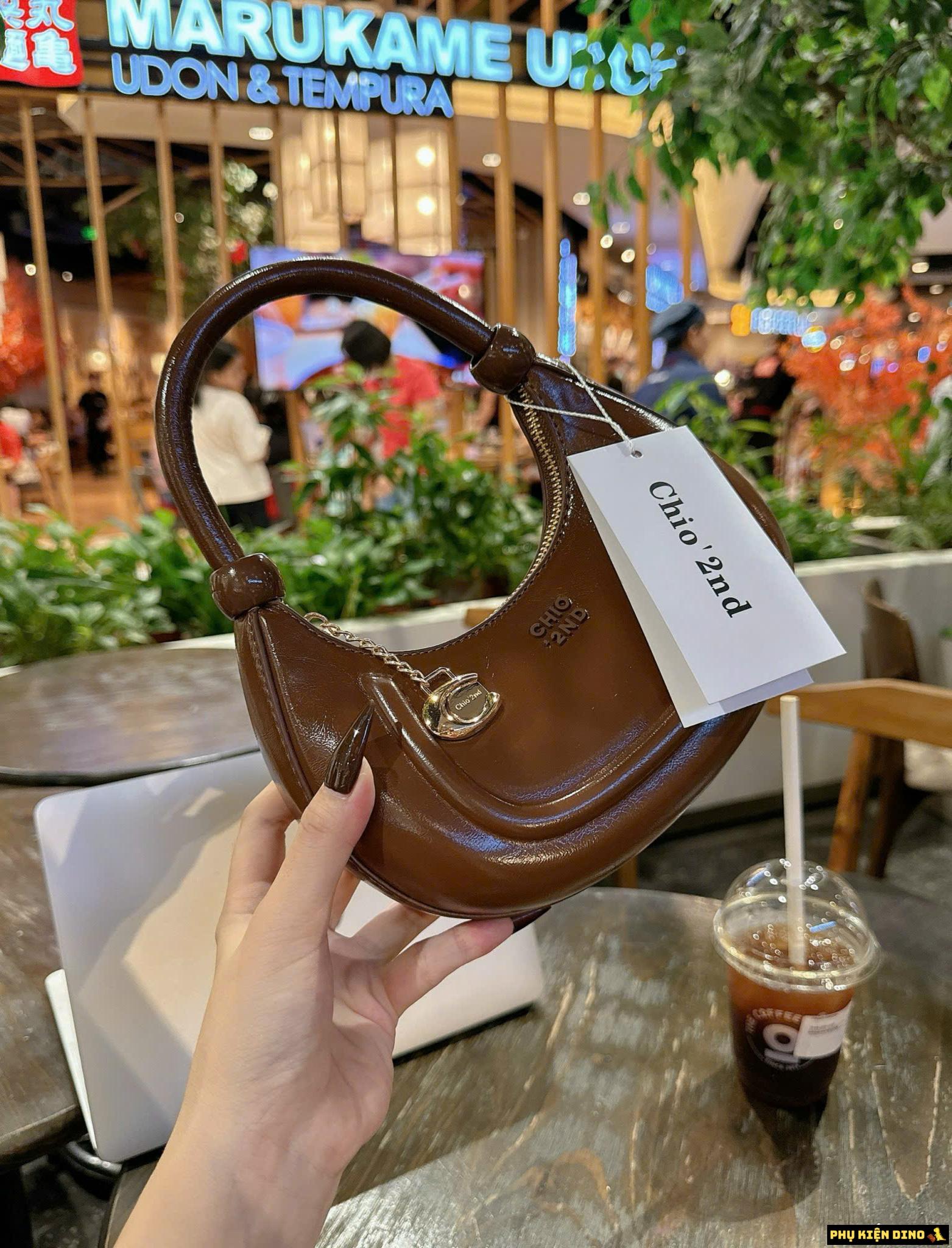 Túi Chio 2nd Dáng Tròn Bầu 4 Màu Đỏ Bạc Kem Nâu 11 Túi Chio 2nd Brown