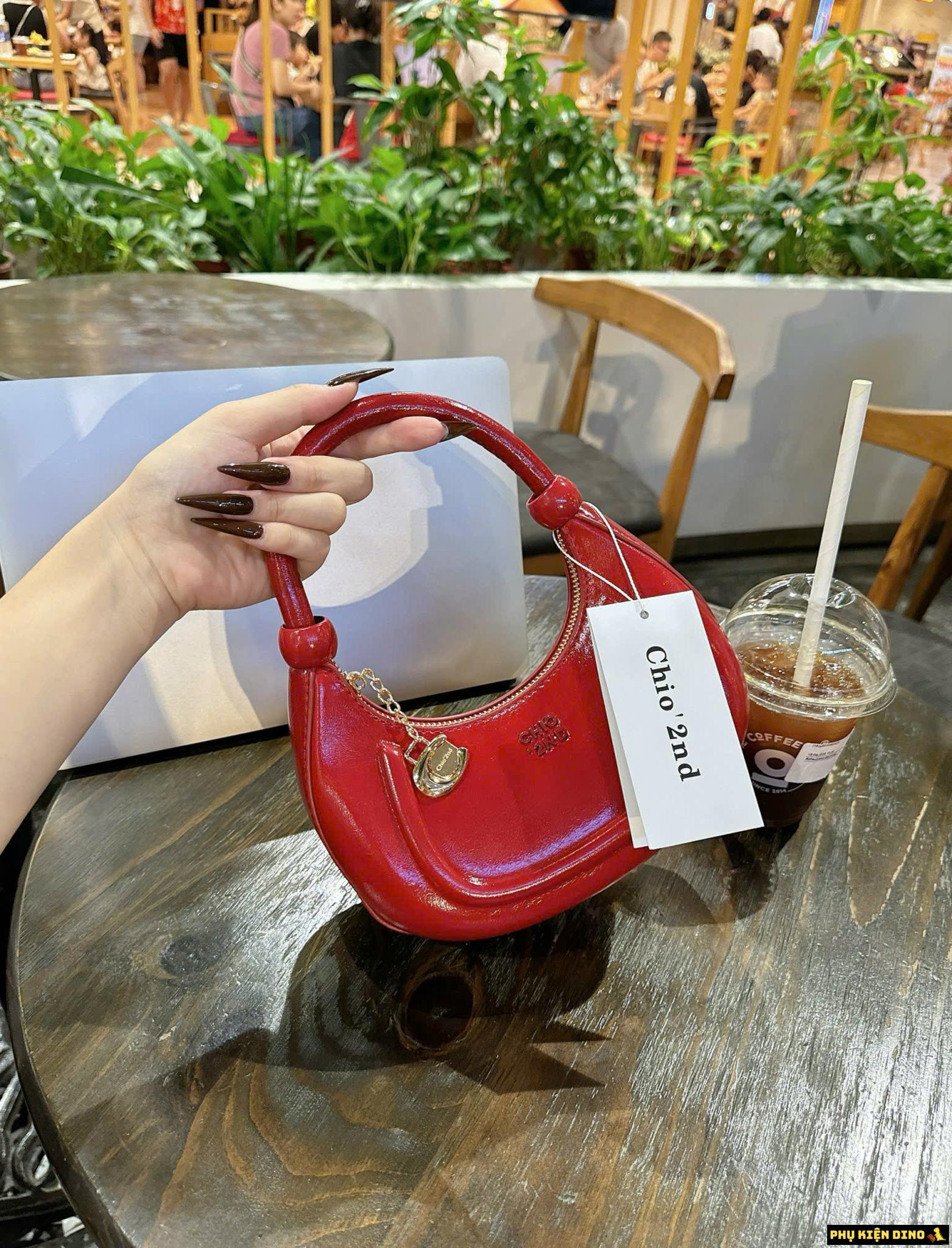 Túi Chio 2nd Dáng Tròn Bầu 4 Màu Đỏ Bạc Kem Nâu 8 Túi Chio 2nd Dáng Tròn Bầu Màu Đỏ