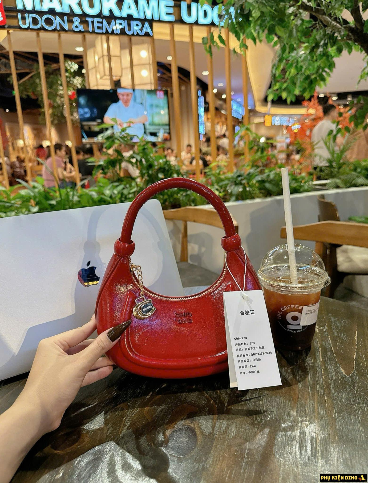 Túi Chio 2nd Dáng Tròn Bầu 4 Màu Đỏ Bạc Kem Nâu 4 Túi Chio 2nd màu Đỏ dáng Tròn