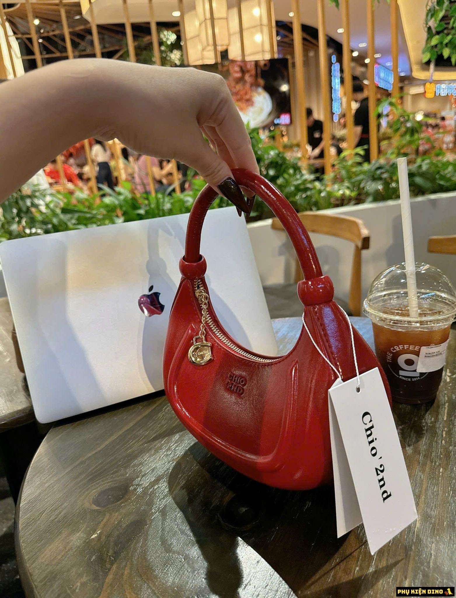 Túi Chio 2nd Dáng Tròn Bầu 4 Màu Đỏ Bạc Kem Nâu 3 Túi Chio 2nd Red