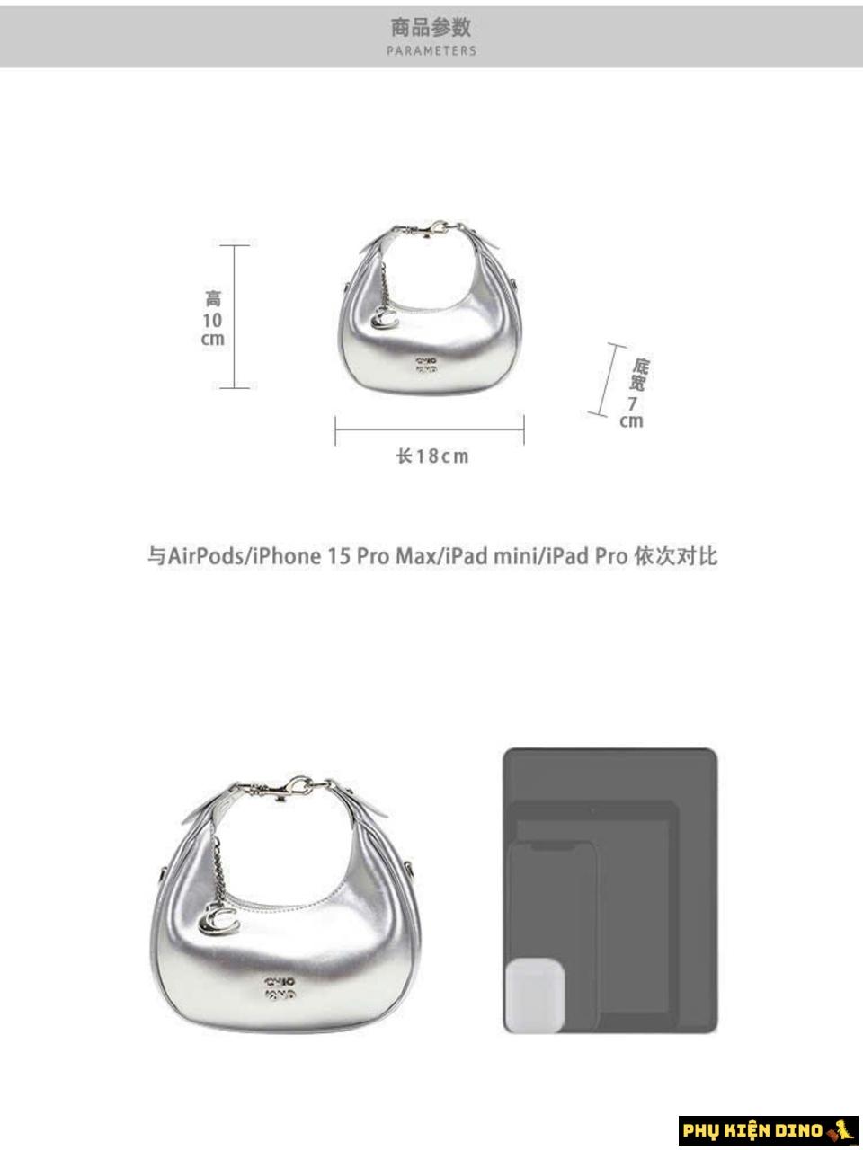 Túi Dáng Tròn Chio 2 màu Trắng Bạc 5 Túi Chio 2nd Silver