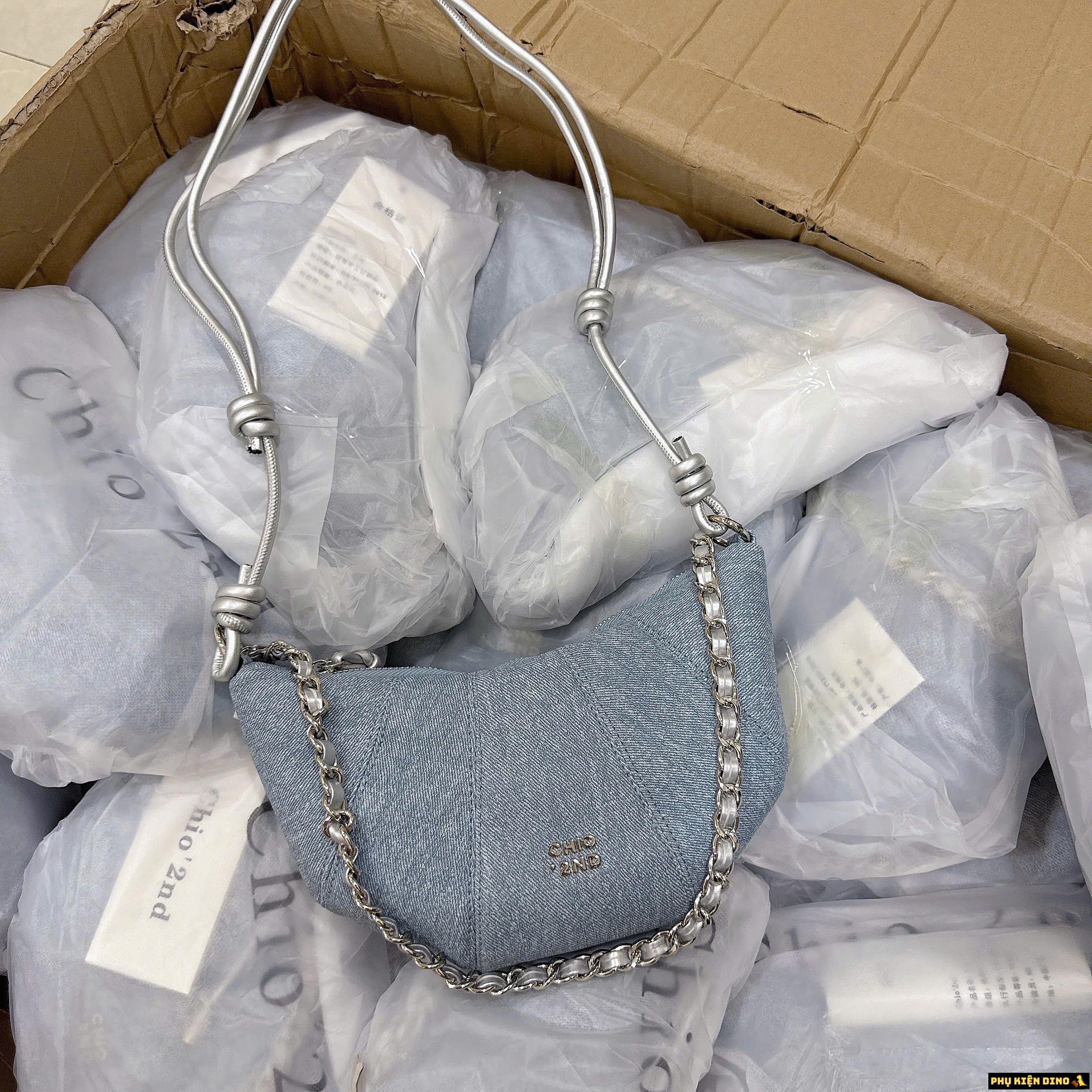 Túi Chio Denim Dáng Sò Quai Bạc 6 Túi Chio Denim Dáng Sò Quai Bạc