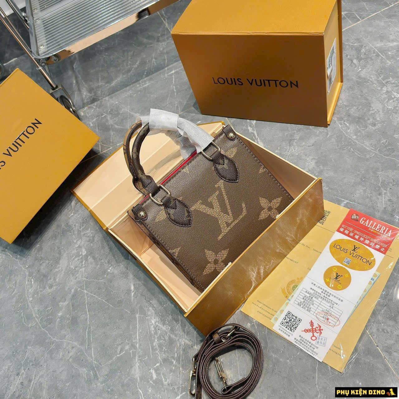 Túi Louis Vuitton Onthego Nano Mini Size 20 Hồng Nâu Đen 6 Túi Louis Vuitton LV Onthego Nano Mini Size 20 Màu Nâu