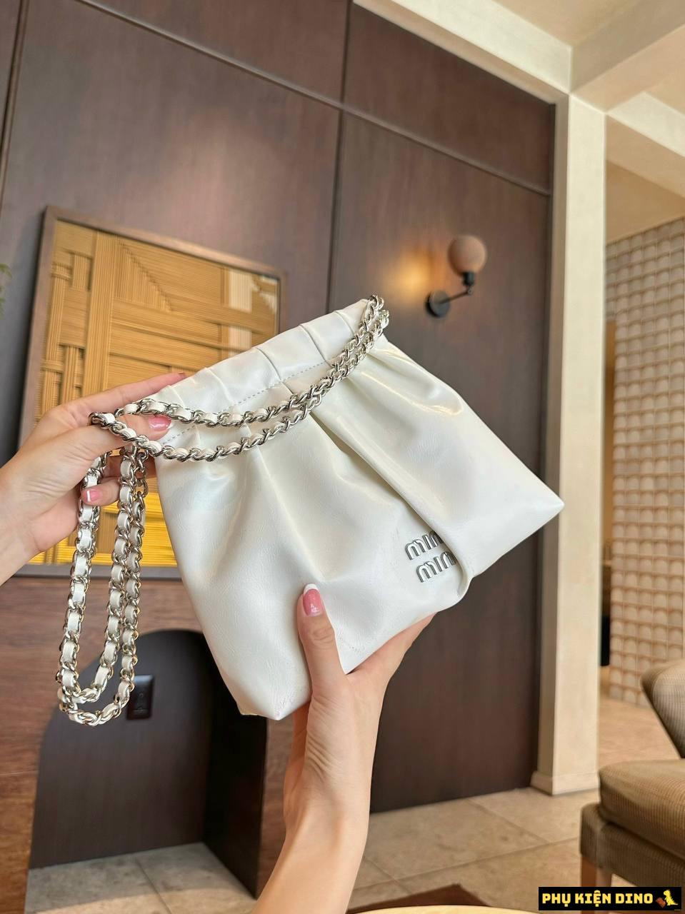 Túi Miu Miu Dây Rút 3 màu Hồng Trắng Đen Size 24 8 Túi Miu Miu Dây Rút Màu Trắng