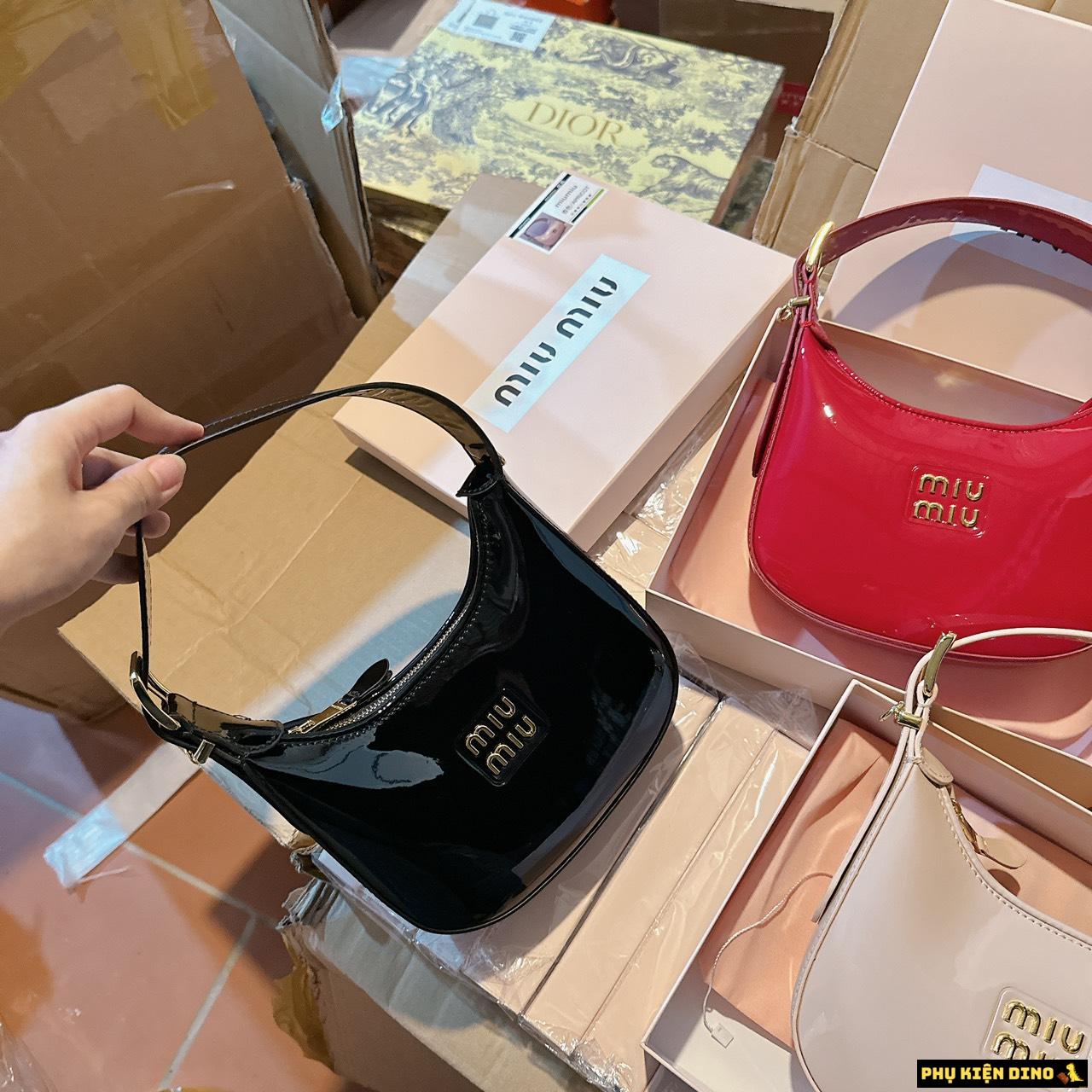Túi MiuMiu 3 Màu Đỏ Trắng Đen Fullbox 5 Túi Miu Miu Màu Đen Bóng Fullbox