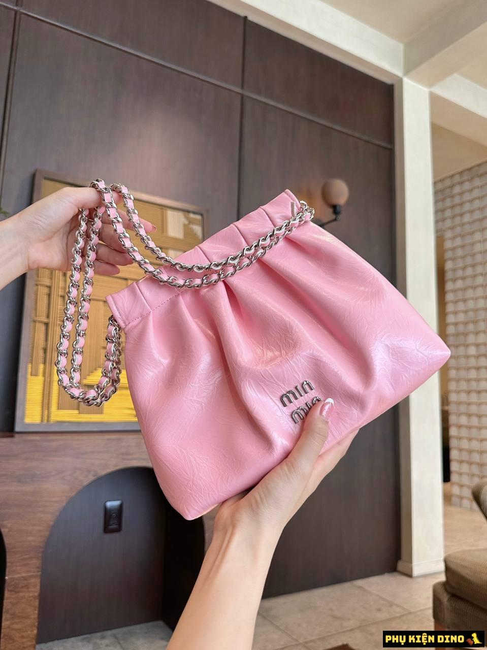 Túi Miu Miu Dây Rút 3 màu Hồng Trắng Đen Size 24 6 Túi Miu Miu Màu Hồng Khóa Bấm Size 24