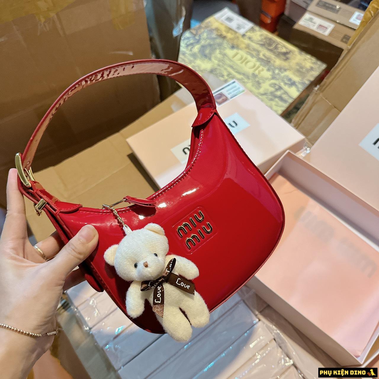 Túi MiuMiu 3 Màu Đỏ Trắng Đen Fullbox 3 Túi MiuMiu Màu Đỏ Bóng Ko Kèm Gấu