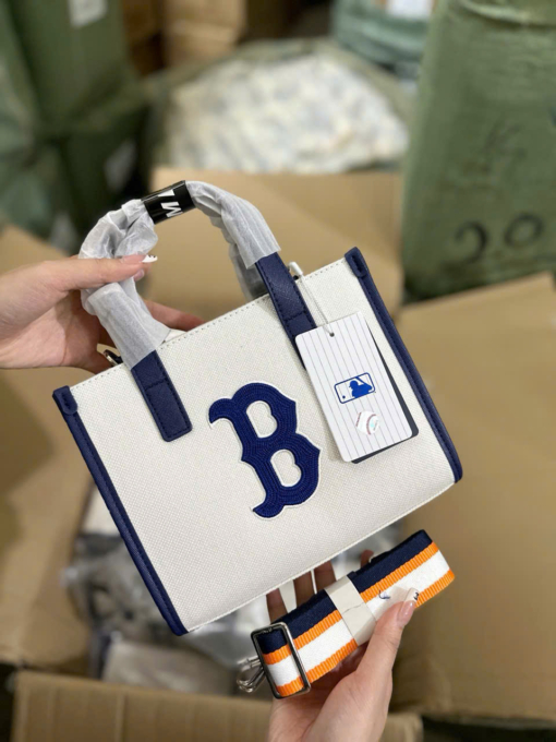 Túi MLB Basic Tote Canvas Chữ B Xanh Than