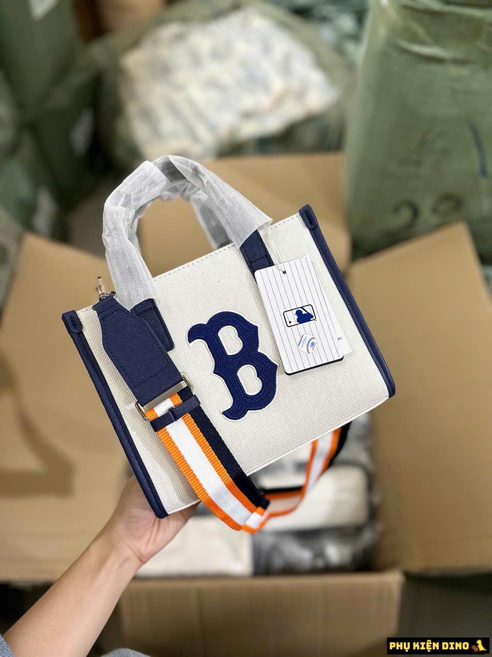 Túi MLB Basic Tote Canvas 3 Mẫu Chữ B NY 5 Túi MLB Bucket Boston Xanh Than