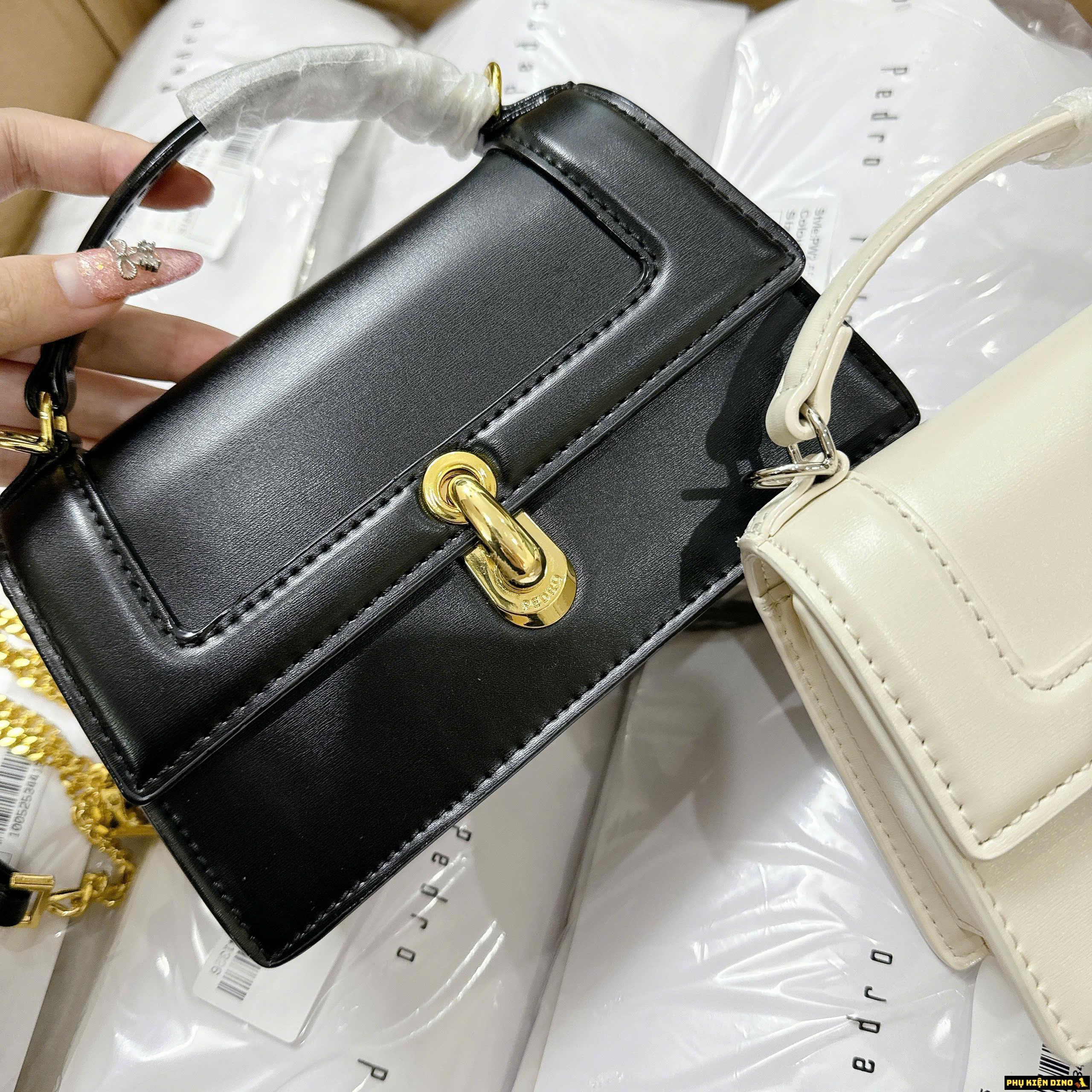 Túi Pedro Dáng Ngang Màu Đen Trắng Kem 2 tui pedro black dang ngang