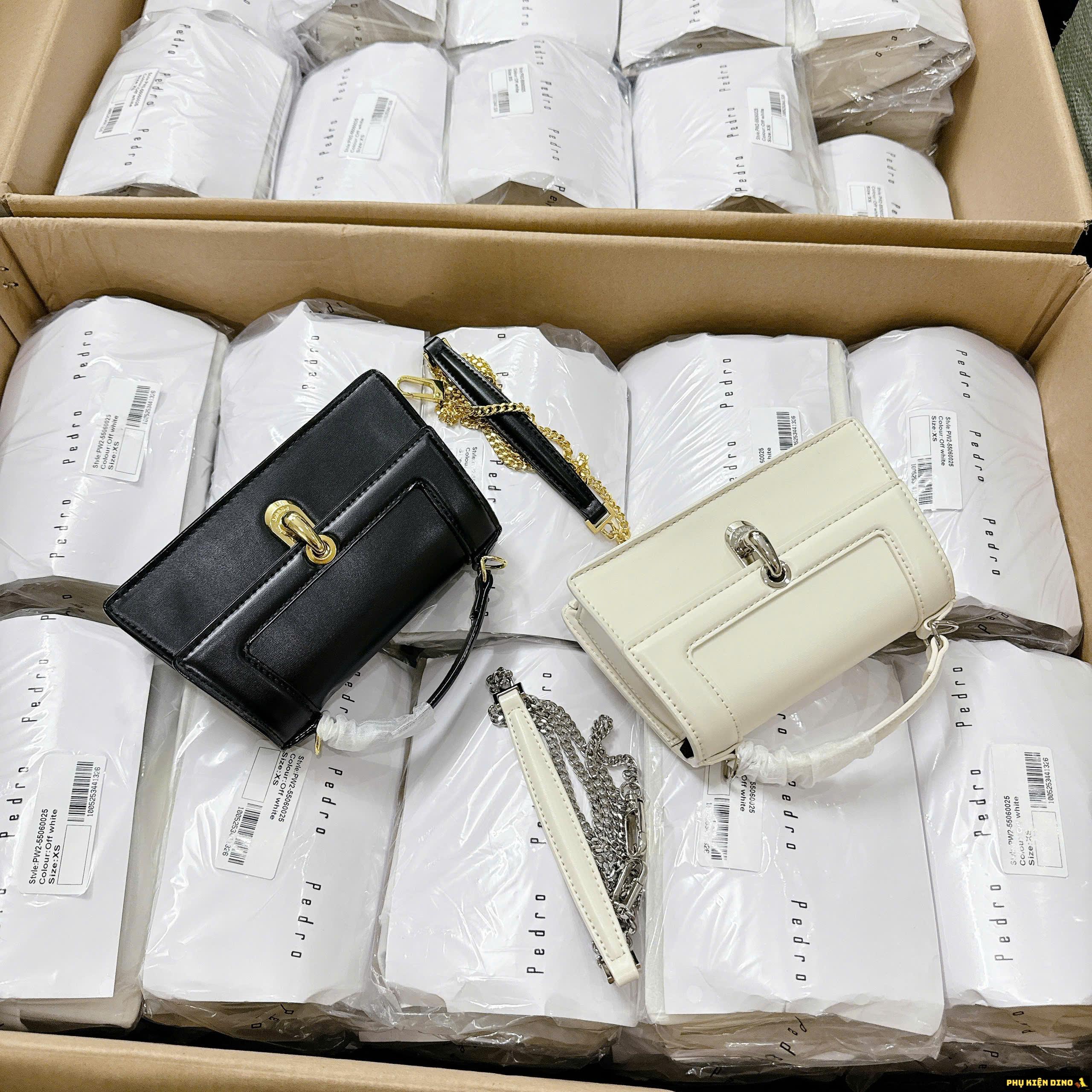 Túi Pedro Dáng Ngang Màu Đen Trắng Kem 11 Túi Pedro Black White Dáng Ngang