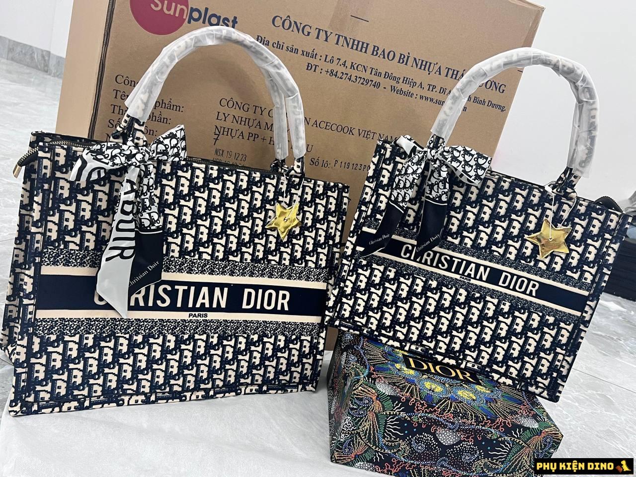 Túi Tote Dior Kèm Khăn Lụa Cao Cấp Size 40 và Size 35 2 Túi Tote Dior Họa Tiết Size 40 Vừa Laptop