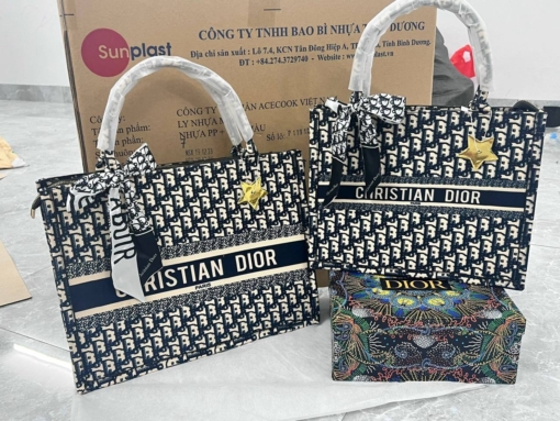 Túi Tote Dior Kèm Khăn Lụa Cao Cấp Size 40 và Size 35