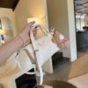 Túi Xách Quai Giỏ Màu Hồng Trắng Đen Size 19 Kèm Gấu 11 Túi Xách Tay 2 Quai Xách Màu Trắng Kèm Gấu