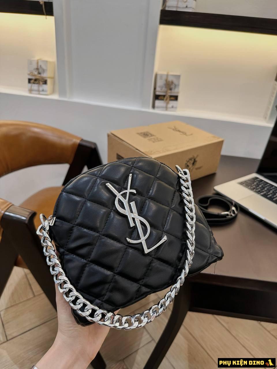 Túi YSL Dáng Bầu Size 21 Hai Màu Trắng Đen Khóa Bạc 2 Túi YSL Black Size 21