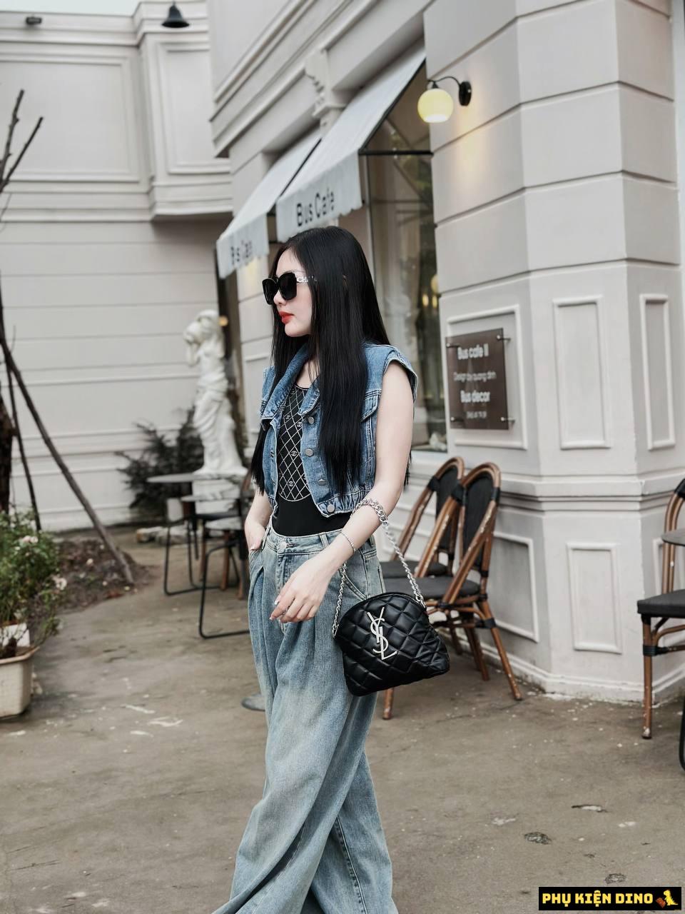 Túi YSL Dáng Bầu Size 21 Hai Màu Trắng Đen Khóa Bạc 10 Túi YSL Dáng Bầu Size 21