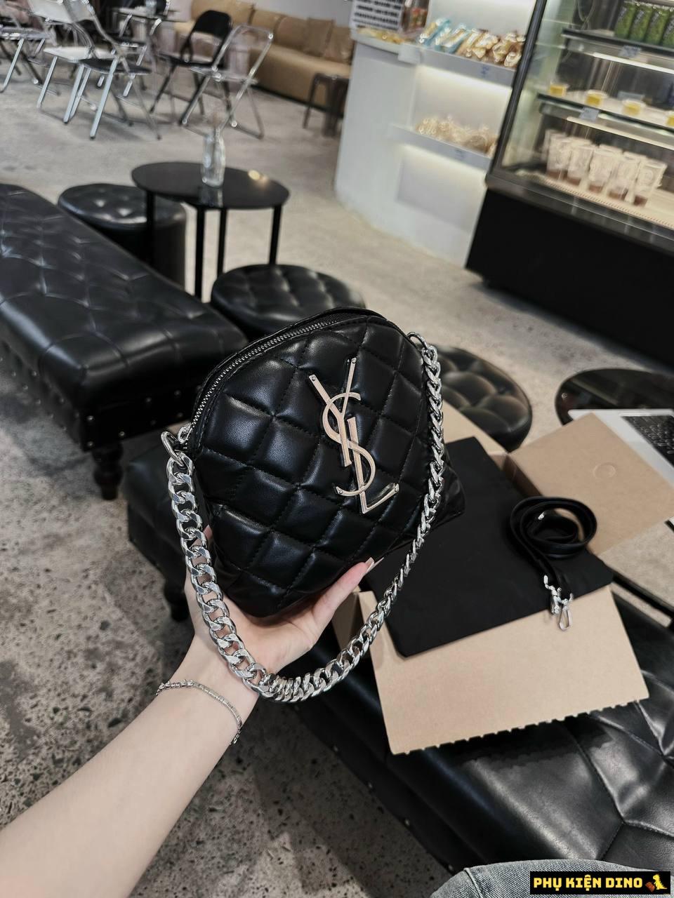 Túi YSL Dáng Bầu Size 21 Hai Màu Trắng Đen Khóa Bạc 9 Túi YSL Dáng Hến màu Đen Khóa Bạc