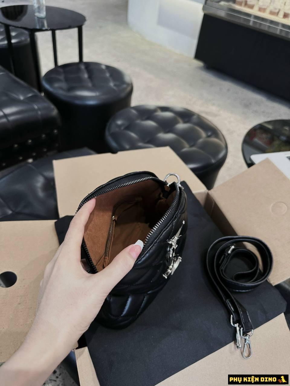 Túi YSL Dáng Bầu Size 21 Hai Màu Trắng Đen Khóa Bạc 7 Túi YSL Dáng Hến