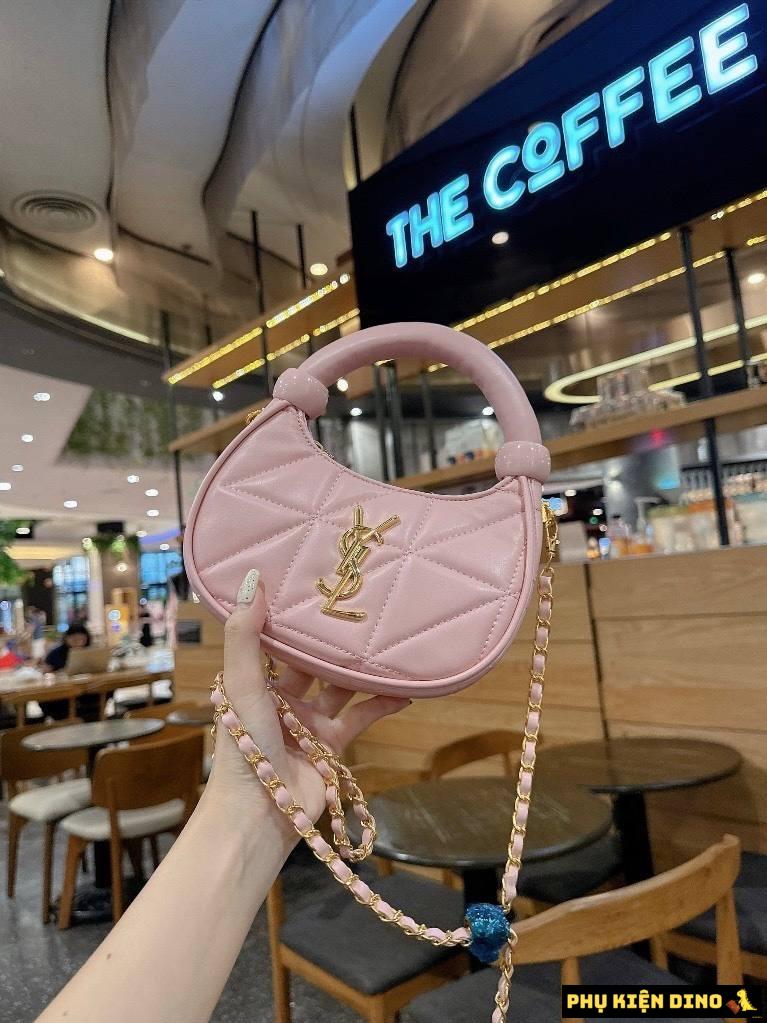 Túi YSL Quai Tròn Dây Xích Đeo Chéo Size 18 Trắng Đen Hồng 2 Túi YSL Quai Tròn Dây Xích Đeo Chéo Size 18 màu Hồng