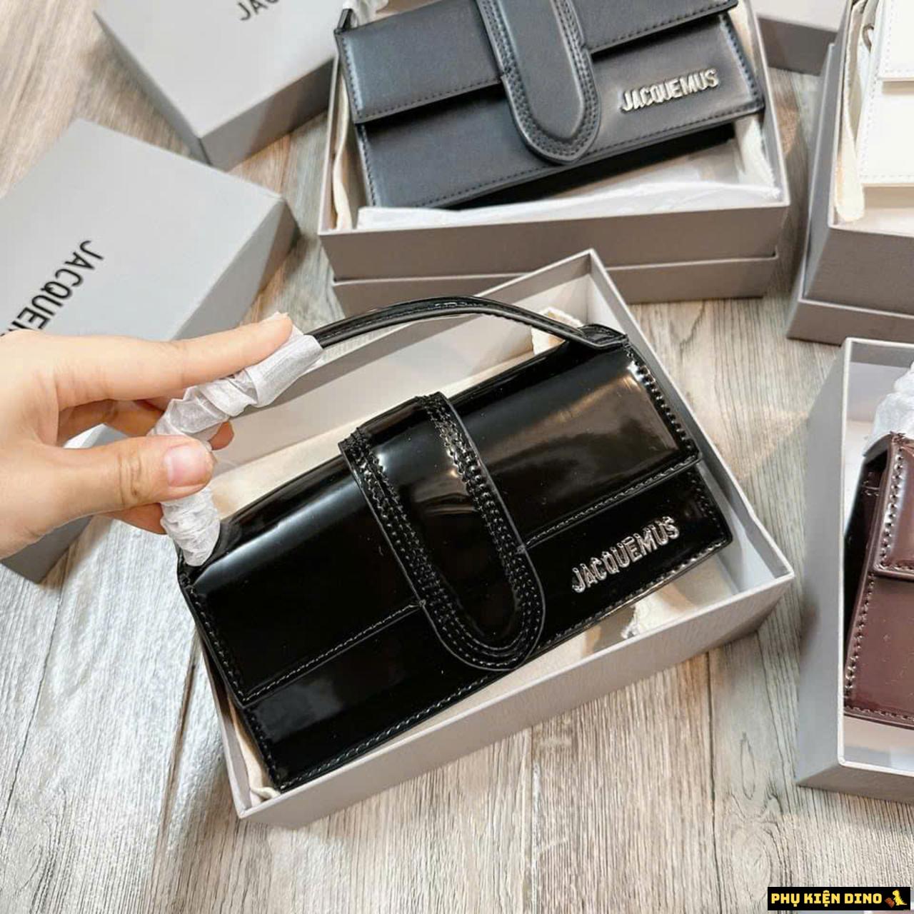 Túi Jacquemus Le Grand Bambino Handle Bag Da Bóng Fullbox 5 Túi Jacquemus Le Grand Bambino Da Bóng Màu Đen Fullbox